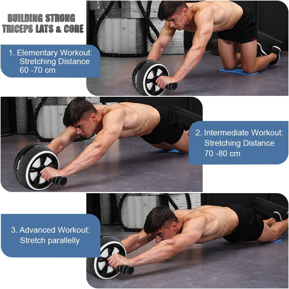 Ab Roller Wheel Kit - 10-in-1 Core Strength and Abdominal Exercise Equipment with Resistance Bands, Knee Mat, Jump Rope, and Push-Up Bar for Home Gym Use for Men and Women