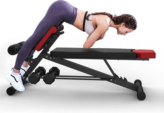Transform Your Home Gym with the Finer Form Multi-Functional Adjustable Weight Bench – Perfect for Back Hyperextensions, Bench Press, Roman Chair Exercises, and Sit-Ups!