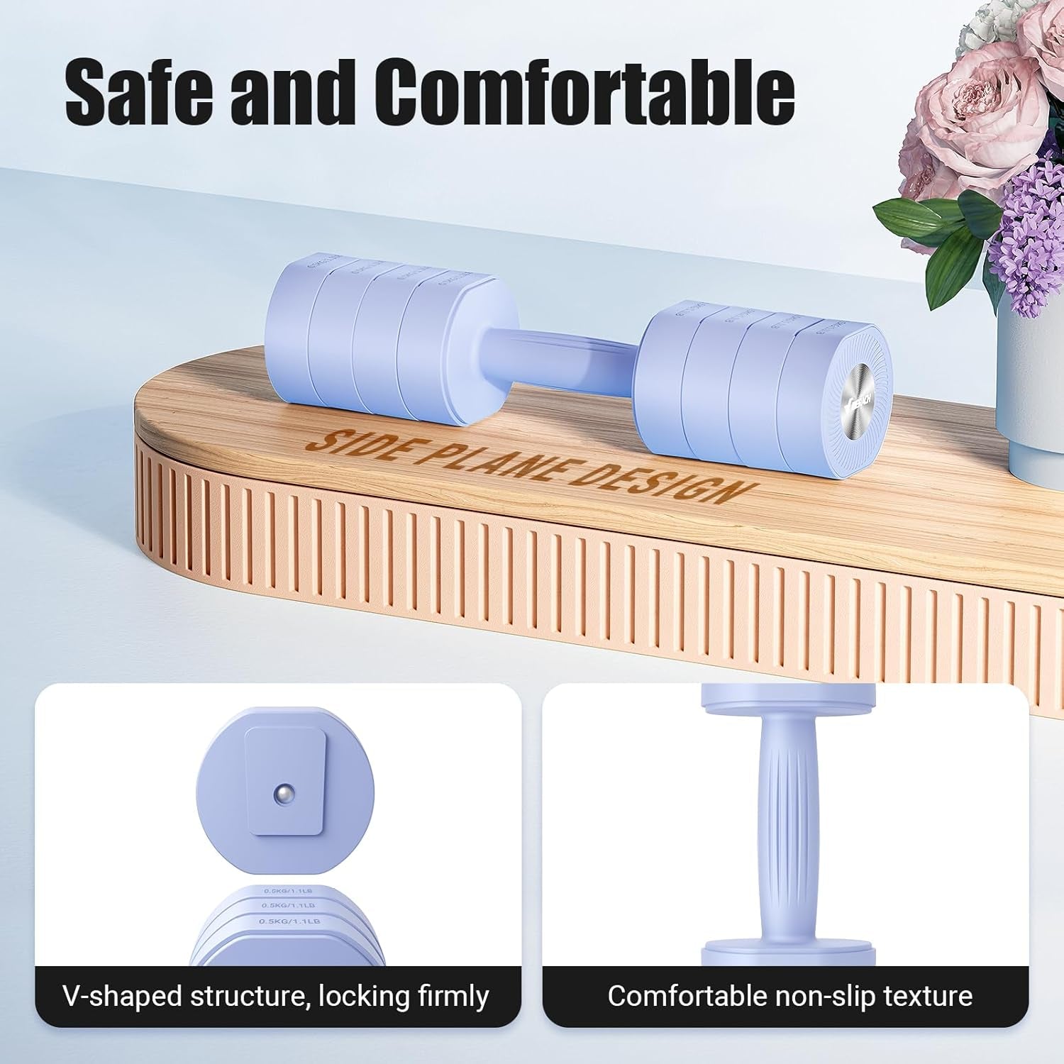 Adjustable Dumbbell Set of 2 with Anti-Slip Handles in Macaron Colors, Weights of 2.2/4.4/6.6/8.8 lbs, Versatile 4-in-1 Hand Weights for Home Fitness for Women