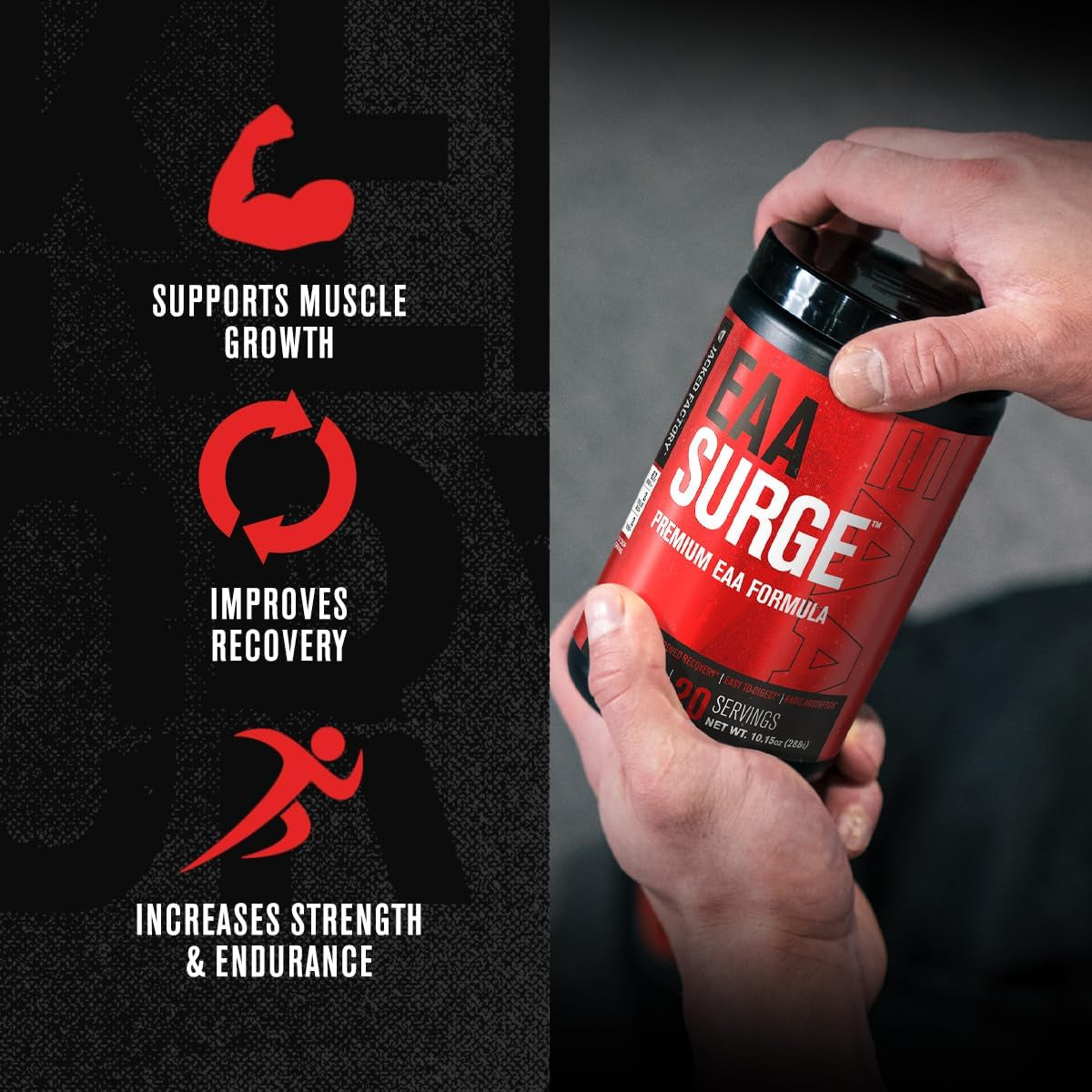 EAA Surge - Pineapple Flavor Essential Amino Acids Powder for Muscle Growth, Strength, and Recovery - 20 Servings of Intra-Workout Power!