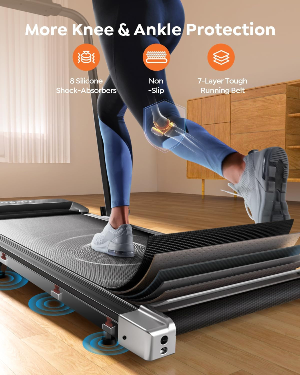2-in-1 Foldable Walking Pad Treadmill with Incline for Home and Office Use, Portable Under Desk Treadmill with App Connectivity, Remote Control, and LED Display, Supports Up to 300 lbs