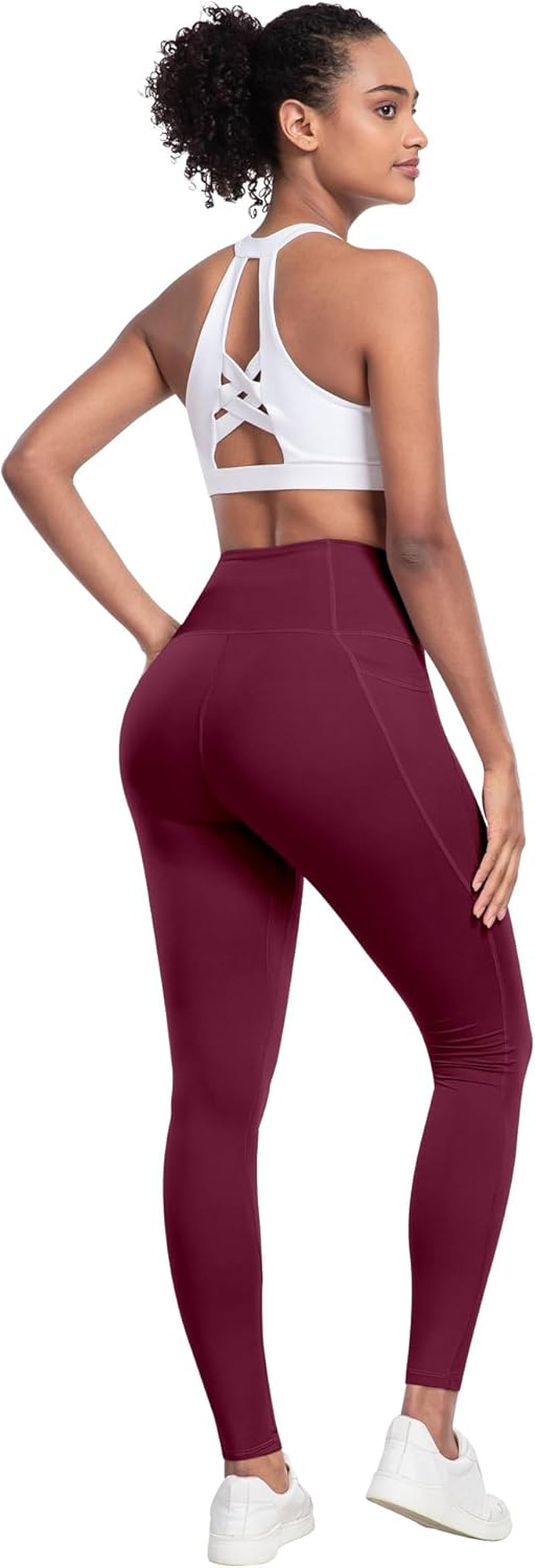High-Waisted Women's Tummy Control Leggings with Pockets - Set of 6 Soft Yoga Pants