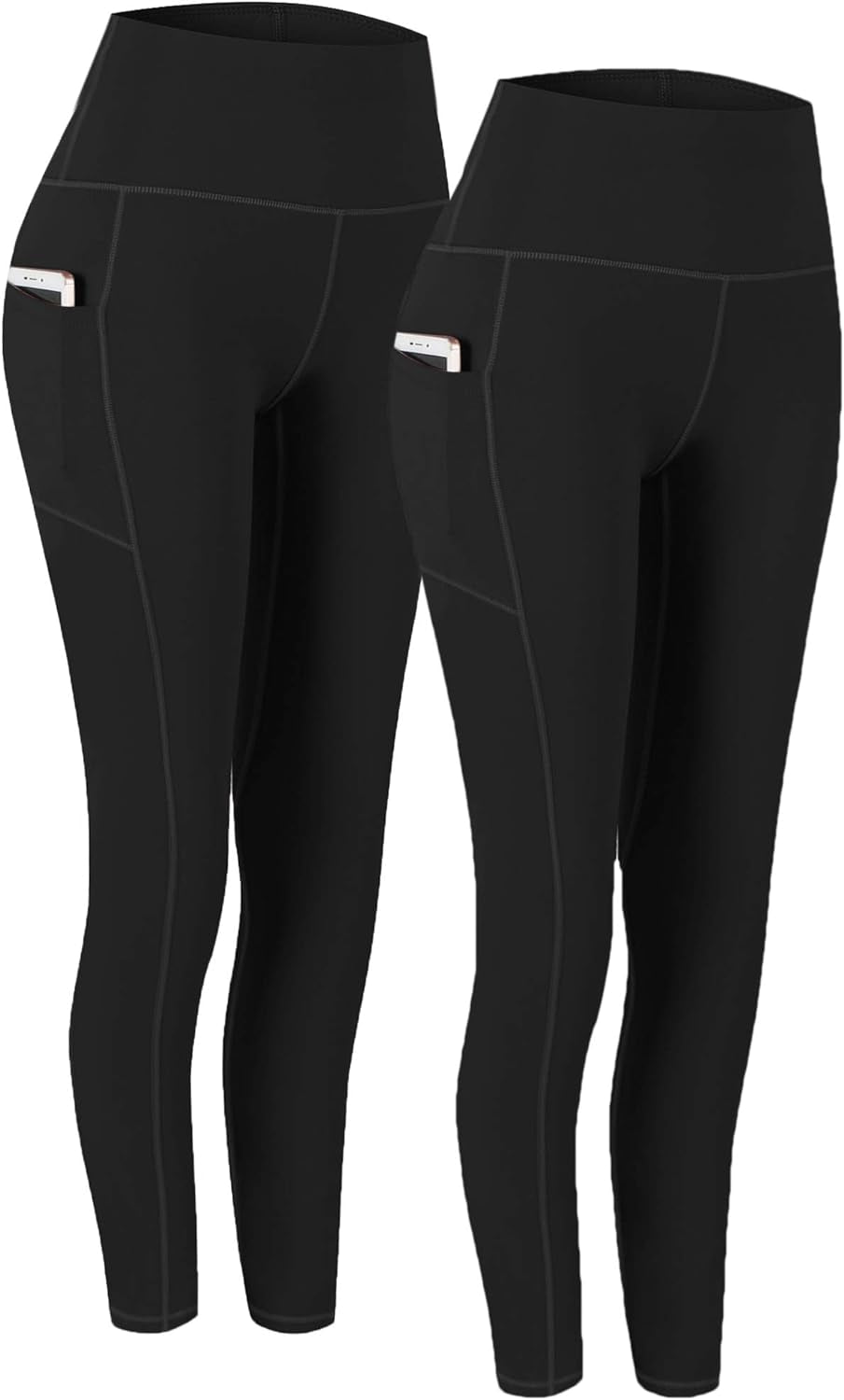 High Waist Yoga Pants with Pockets - 2 Pack Tummy Control Leggings for Ultimate Comfort and Flexibility