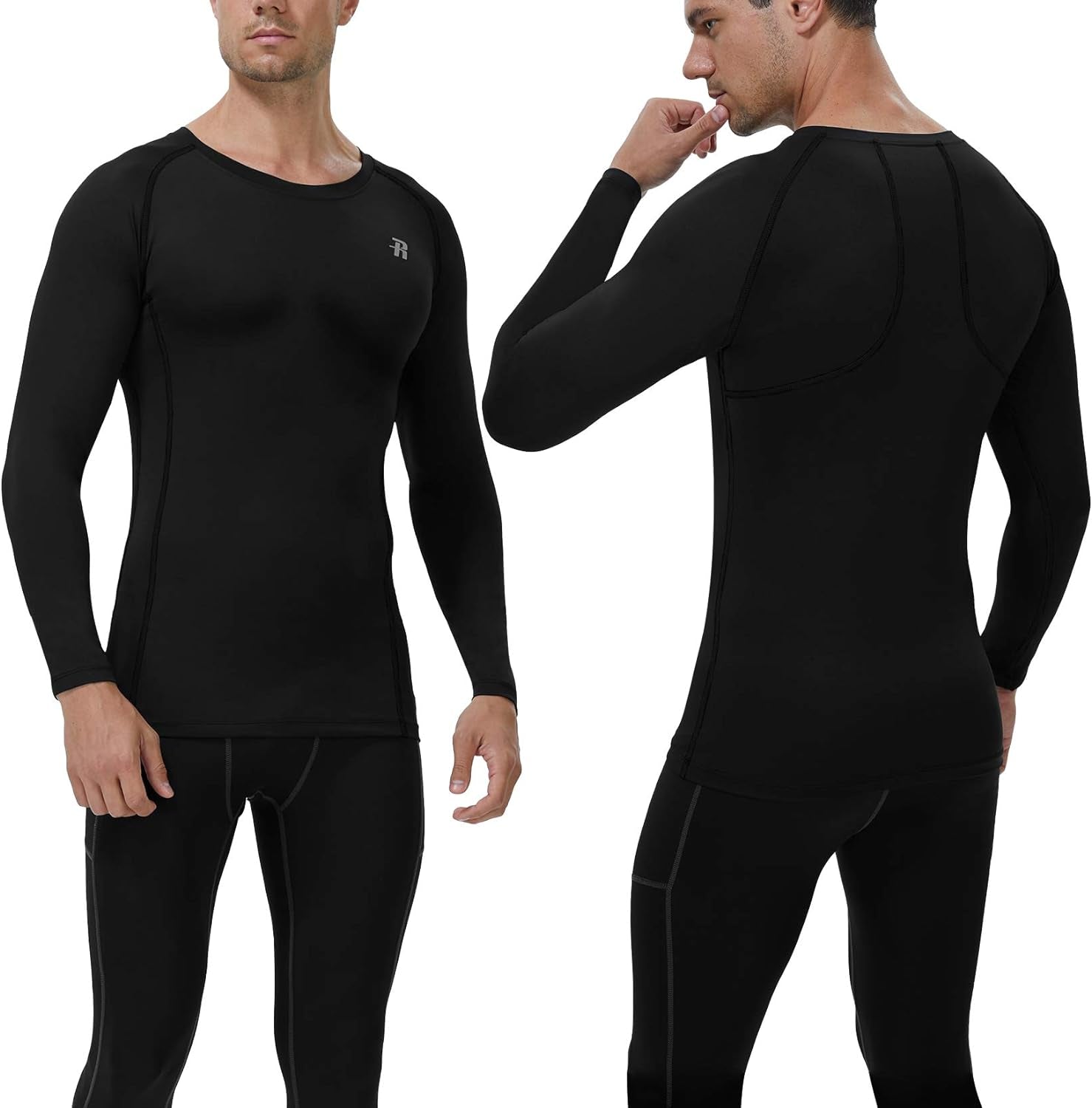 Men's Long Sleeve Compression Shirt - Cool Dry Athletic Tee for Workout & Fishing Sun Protection