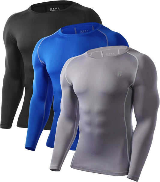Men's Long Sleeve Compression Shirt - Cool Dry Athletic Tee for Workout & Fishing Sun Protection