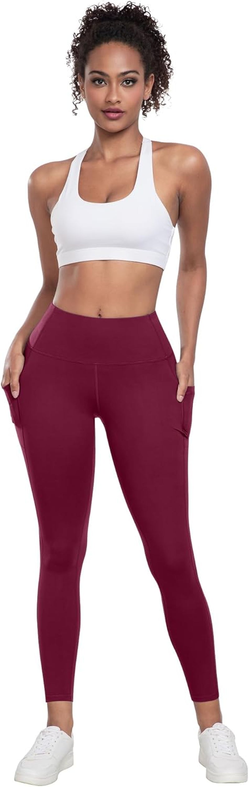 High-Waisted Women's Tummy Control Leggings with Pockets - Set of 6 Soft Yoga Pants
