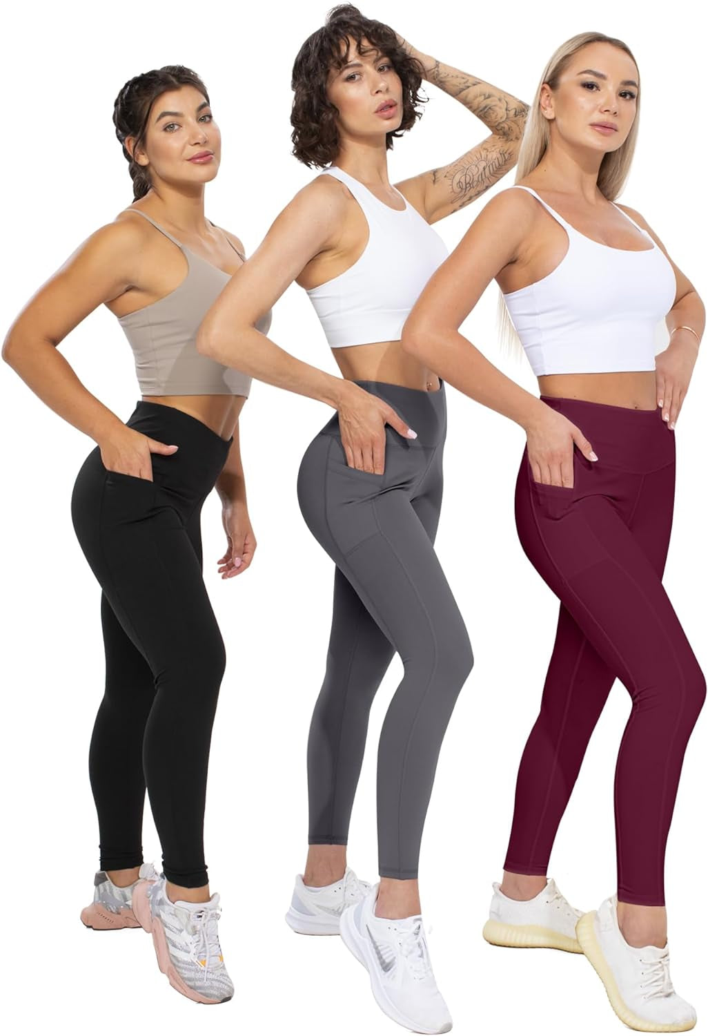 High-Waisted Women's Leggings with Pockets for Tummy Control and Yoga Workouts