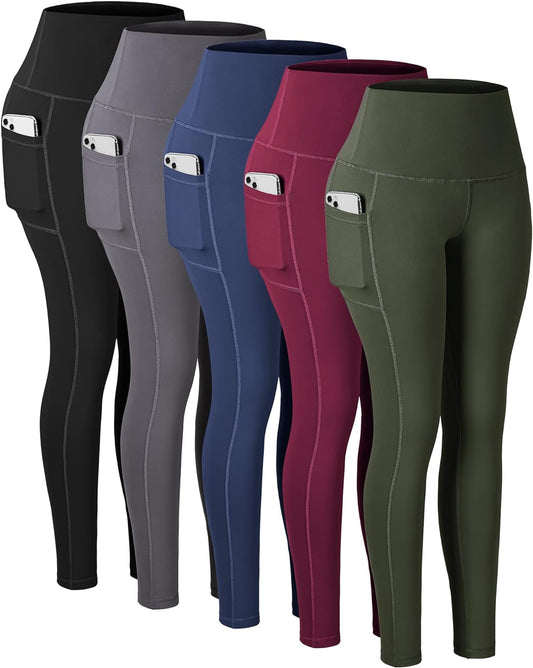 High-Waisted Women's Leggings with Pockets for Tummy Control and Yoga Workouts