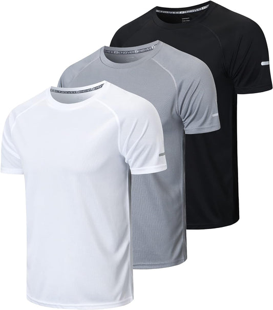 Men's Quick-Dry Moisture-Wicking Athletic T-Shirts - 1/3 Pack Short Sleeve Workout Mesh Shirts