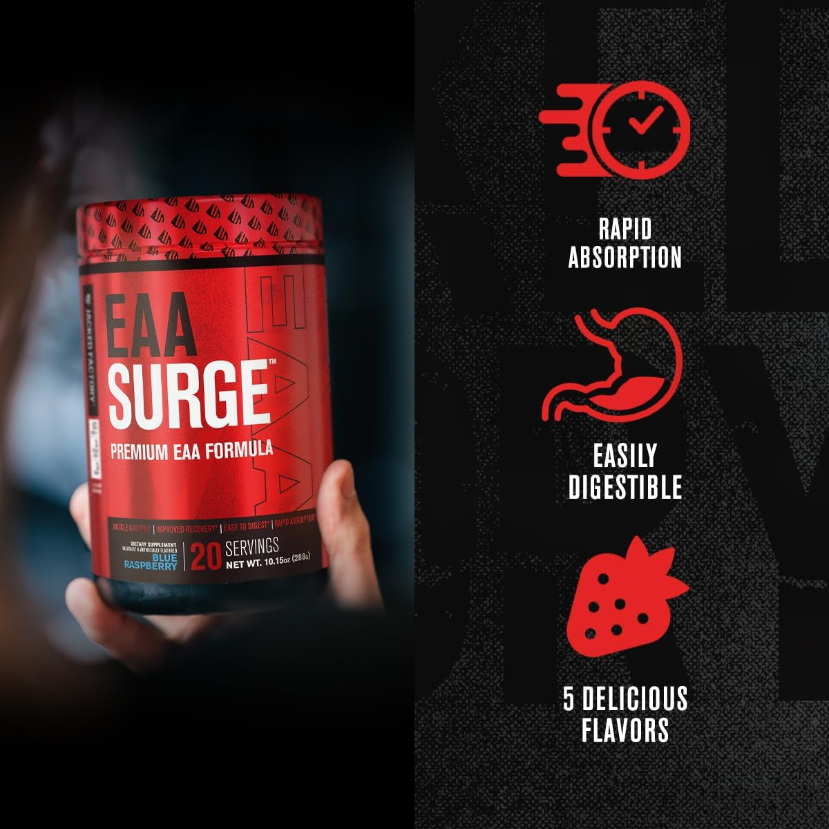 EAA Surge - Pineapple Flavor Essential Amino Acids Powder for Muscle Growth, Strength, and Recovery - 20 Servings of Intra-Workout Power!