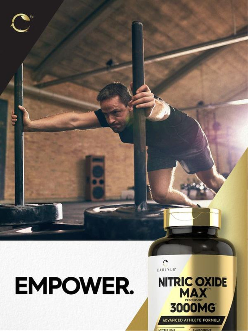 Carlyle Nitric Oxide Booster 3000mg - Pre Workout Formula with L-Arginine & L-Citrulline | 120 Non-GMO, Gluten-Free Capsules for Men & Women