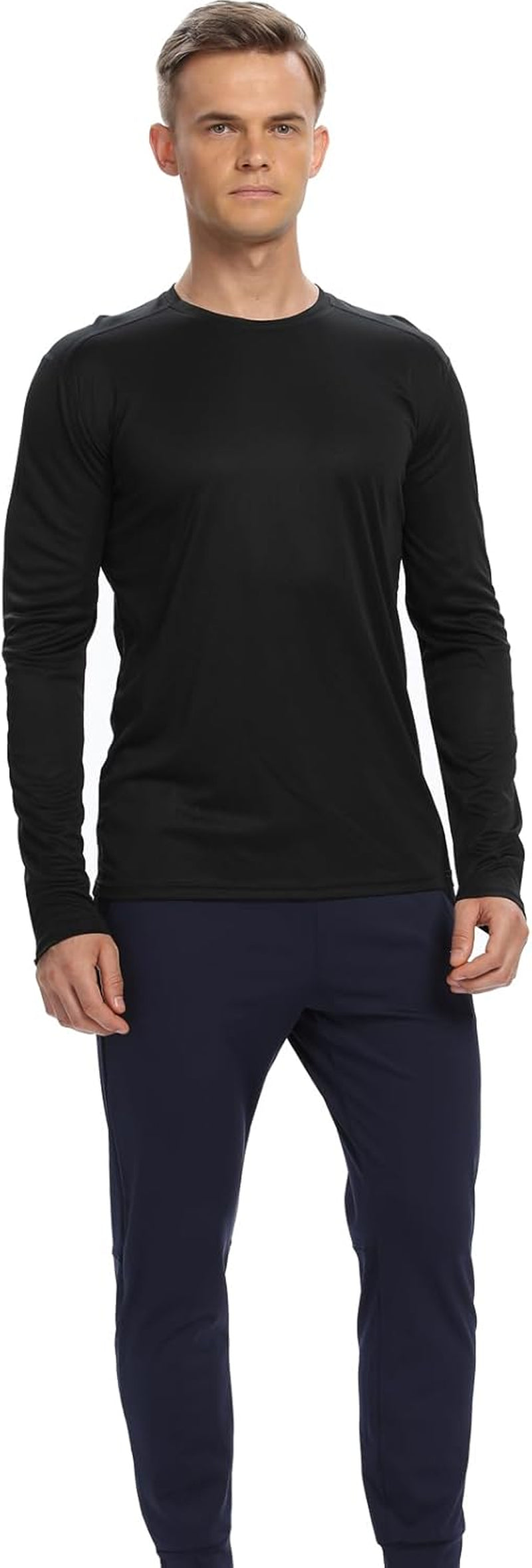 Men's Long Sleeve Running T-Shirts - 1/3/6 Pack, UPF 50+ Sun Protection, Quick-Dry Lightweight Workout Gear