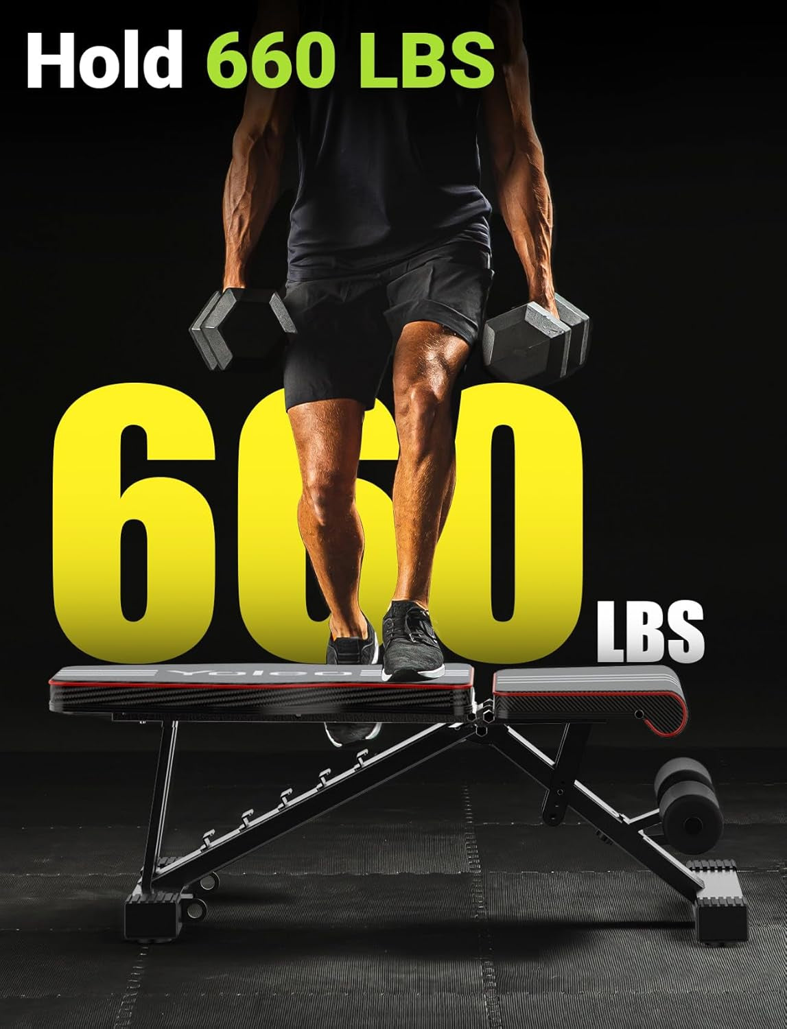 Versatile Adjustable Weight Bench - Foldable Strength Training for Full Body Workouts at Home - Quick Folding & Fast Adjustment (Black)