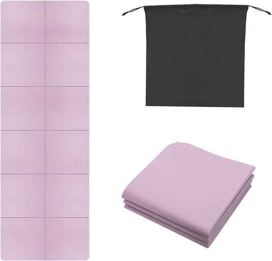 Foldable Yoga Mat for Travel, 6Mm Thick, with Storage Bag, Non Slip Tpe Sports Pilates Mat, 72 X 24 X 0.2Inches