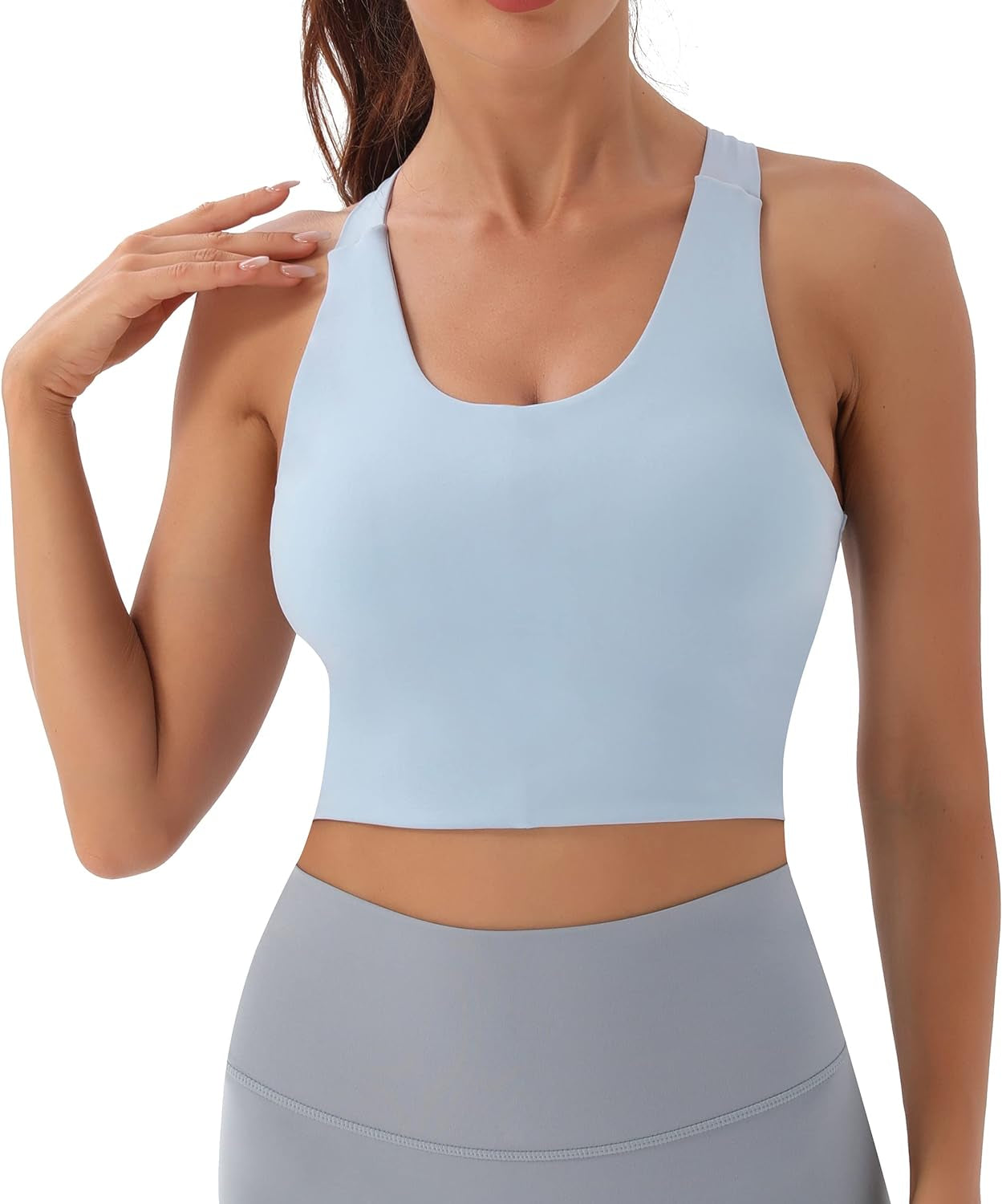 Criss-Cross Back Padded Sports Bras for Women - Medium Support Workout Crop Tops