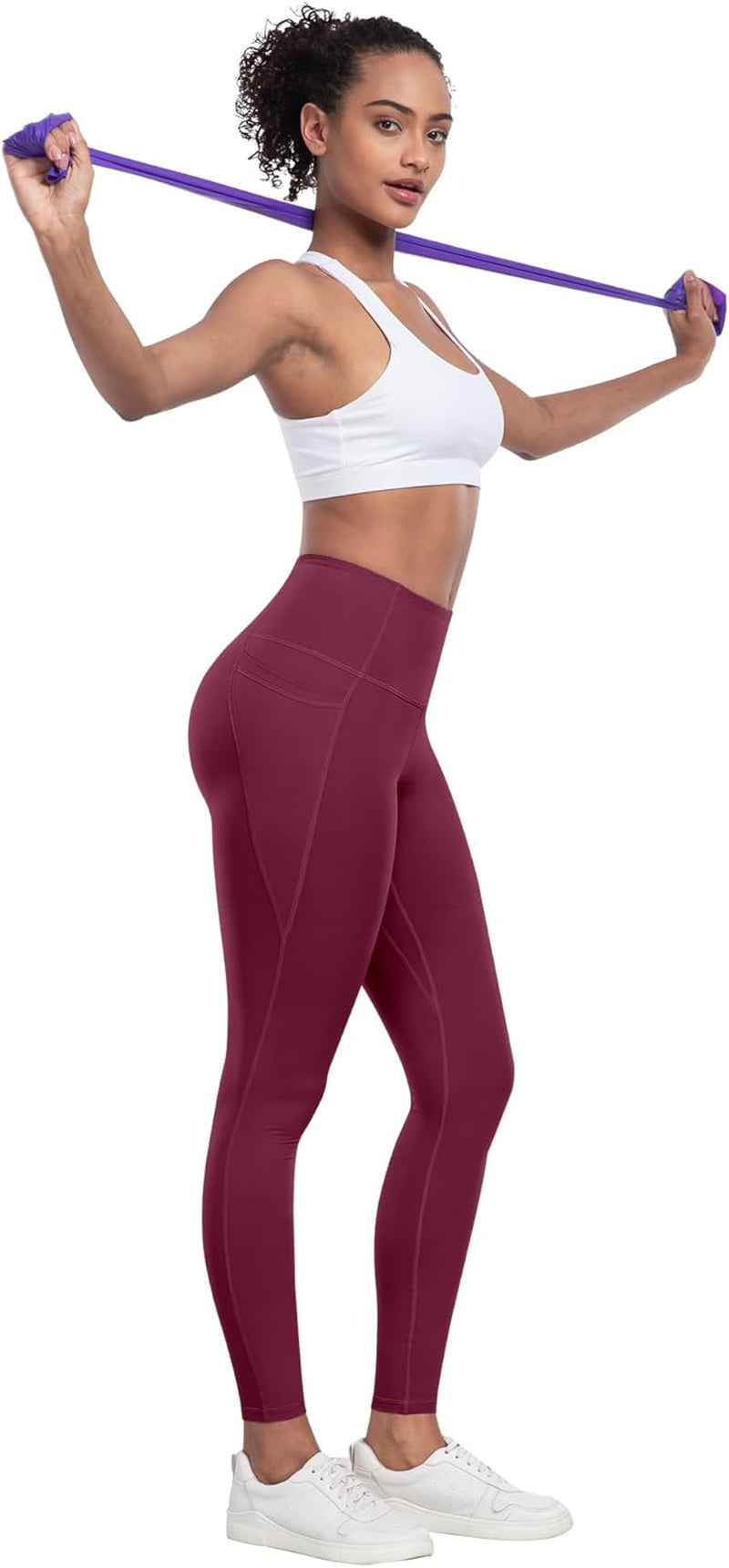 High-Waisted Women's Tummy Control Leggings with Pockets - Set of 6 Soft Yoga Pants