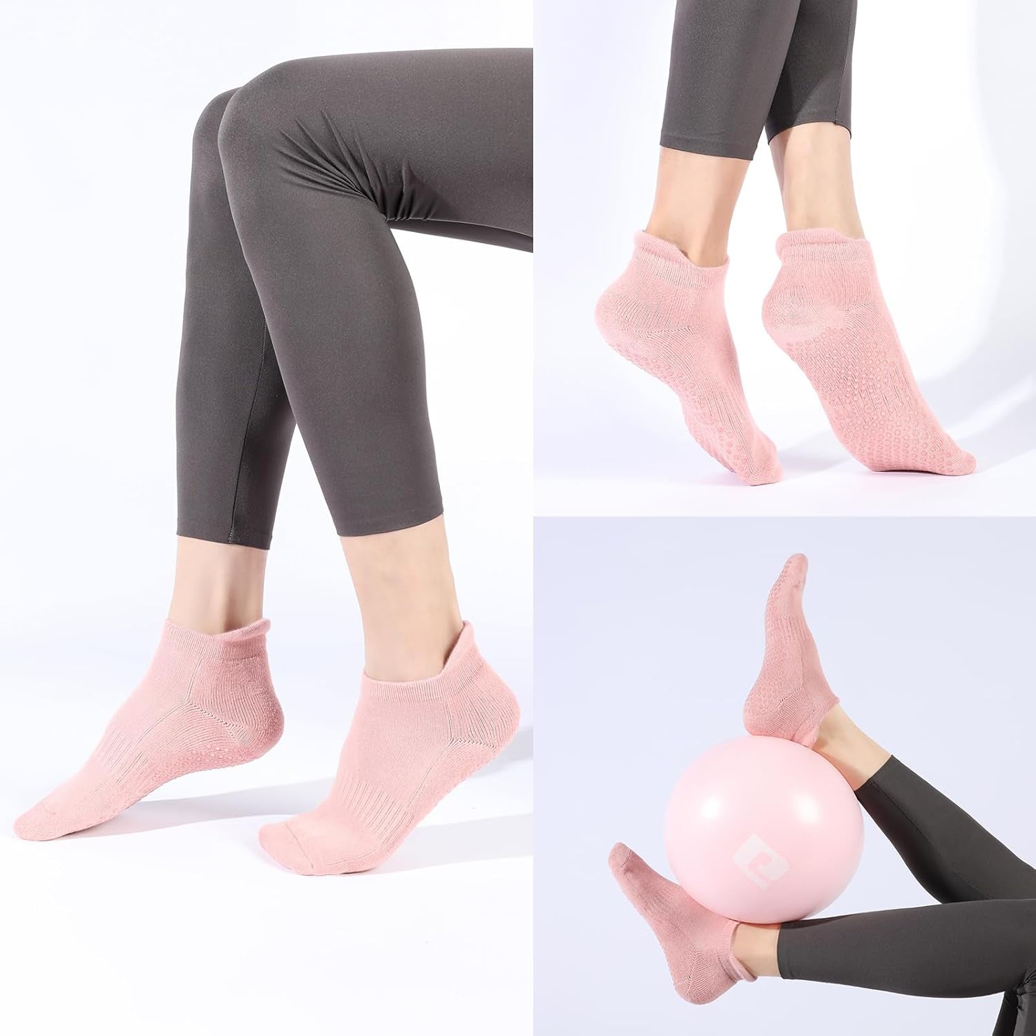 Grip Pilates Socks Non Slip Athletic Yoga Socks with Grips for Women Grippy Socks for Hospital Workout Barre