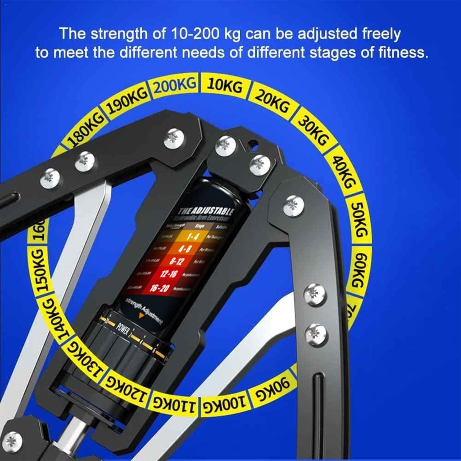Adjustable Hydraulic Arm Exerciser - 22-440 lbs Resistance for Home Chest Expansion and Shoulder Muscle Training
