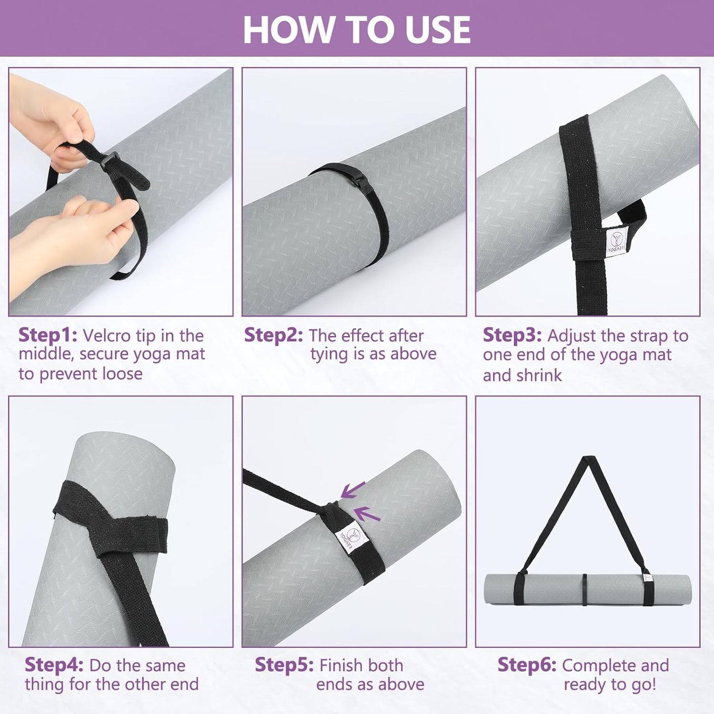 Yoga Mat Carrier Strap, Adjustable Thick Straps Sling for Carrying Large Mats, Stretching Band