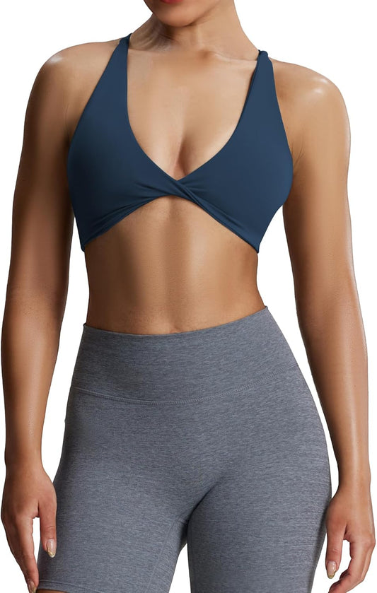 Sienna Women's Backless Padded Yoga Crop Top - Perfect for Low Impact Fitness