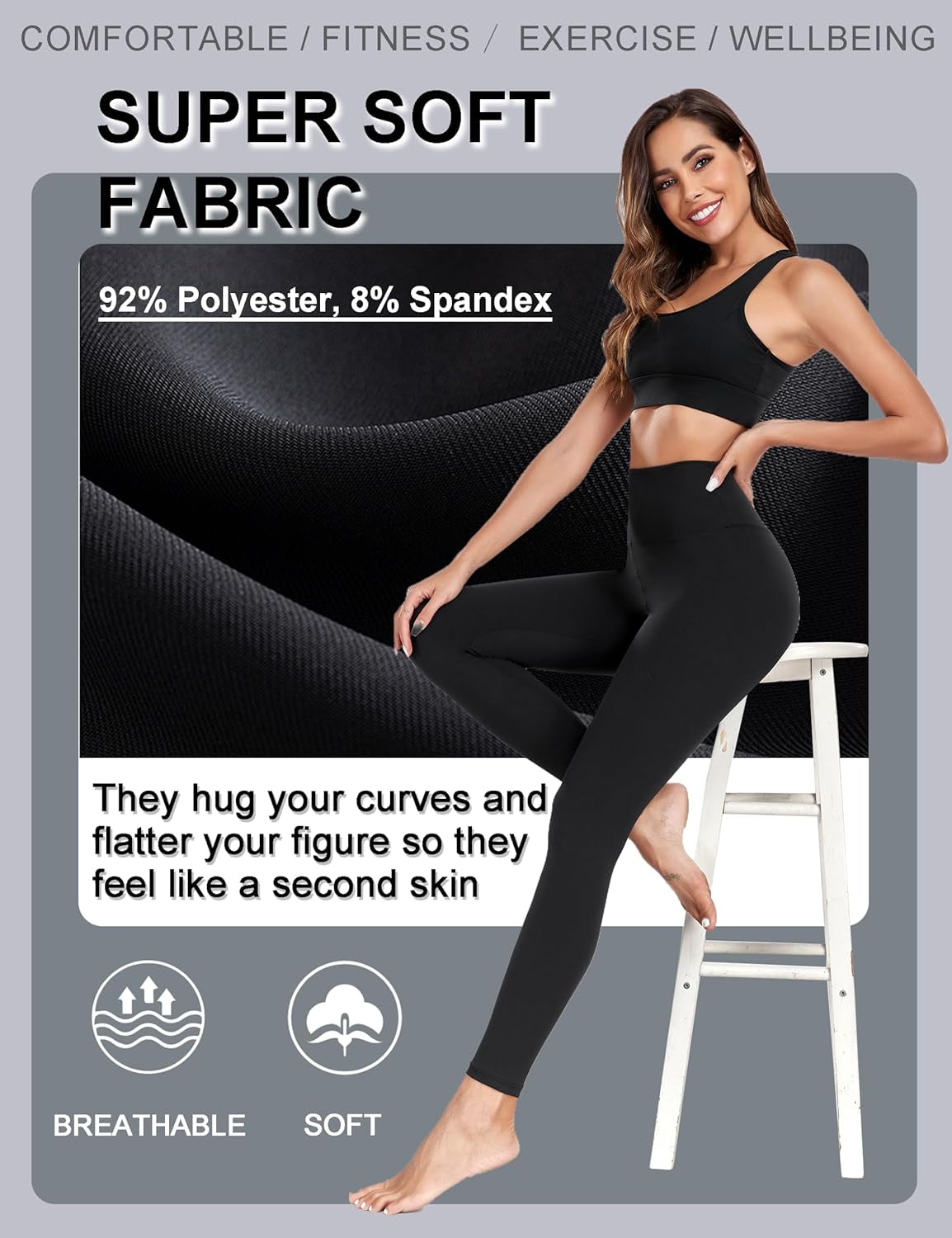 Women's High-Waisted Soft Leggings with Tummy Control for Yoga and Fitness Activities