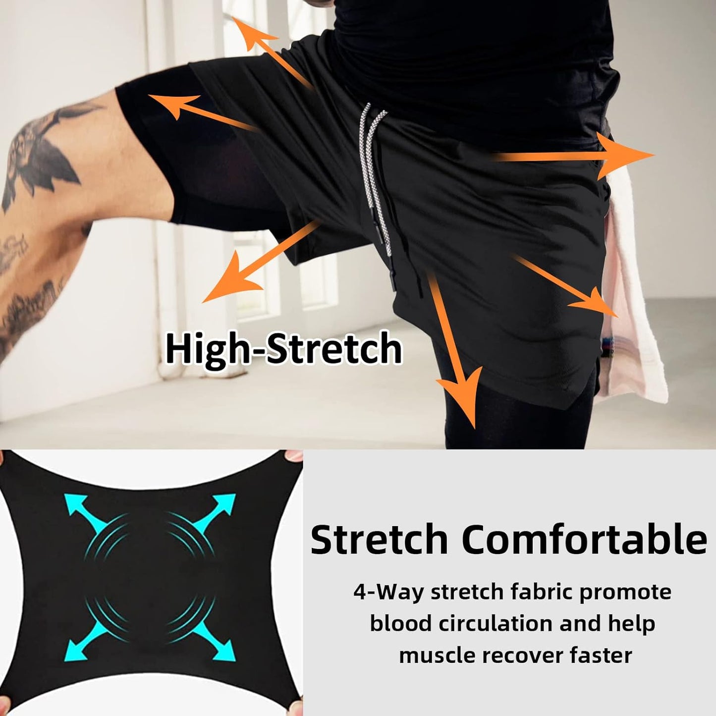 Men's 2-in-1 Athletic Gym and Running Shorts - 7" Length with Convenient Towel Loop