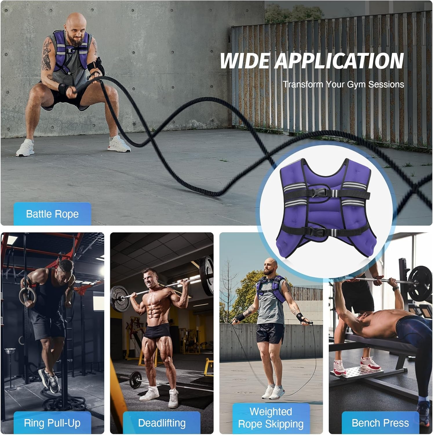 Adjustable Weighted Vest with Reflective Stripe for Improved Workout Performance and Strength Training