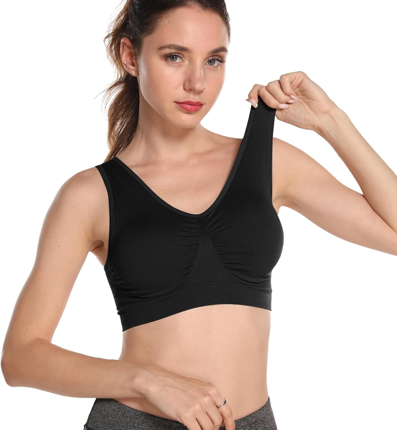 Ultimate Comfort: Women's 3-Pack Wirefree Padded Sports Bras for Medium Support in Workouts, Yoga, and Fitness