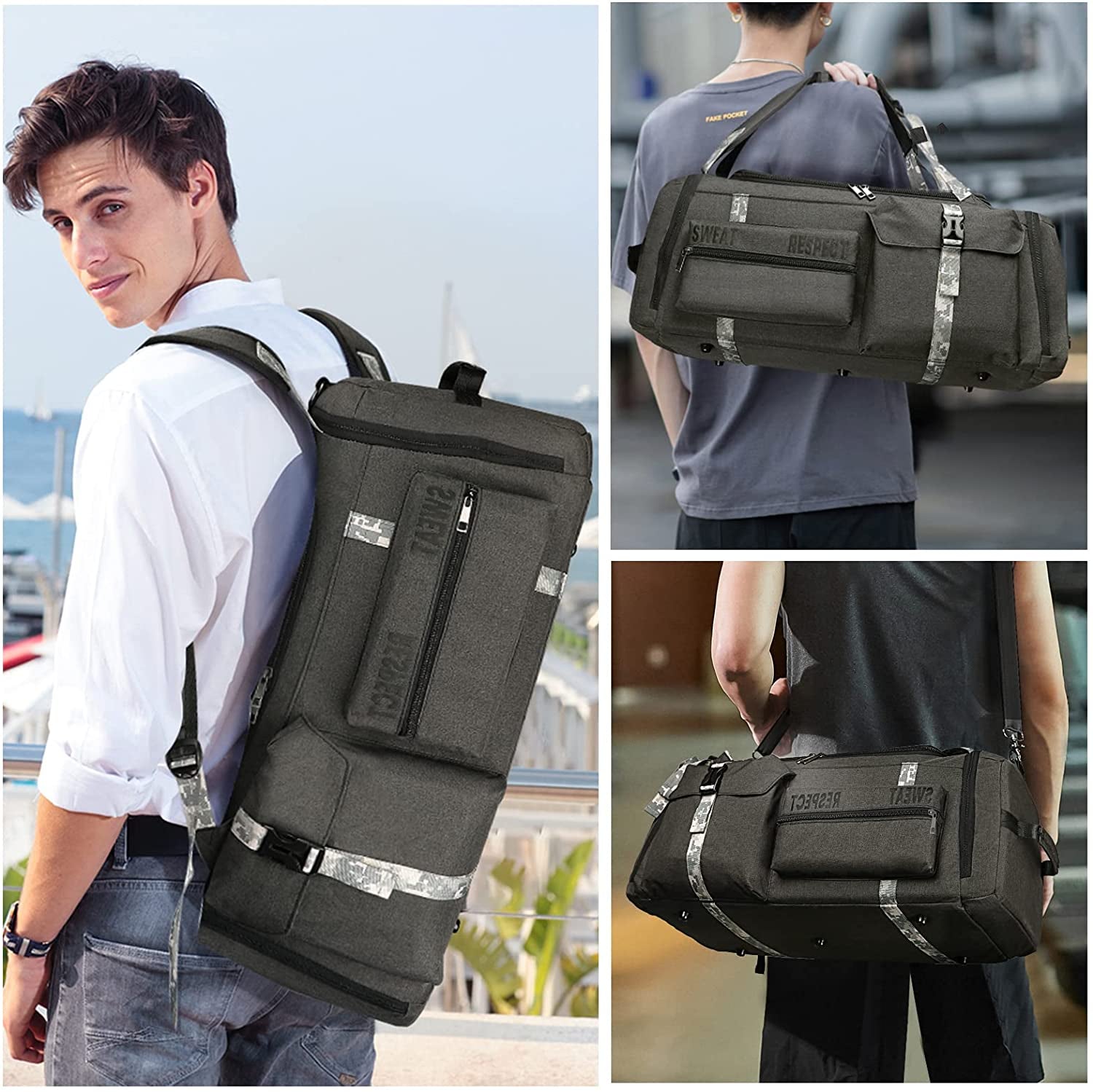Versatile Men's 3-Way Sports Duffel Bag with Shoe Compartment & Wet Pocket