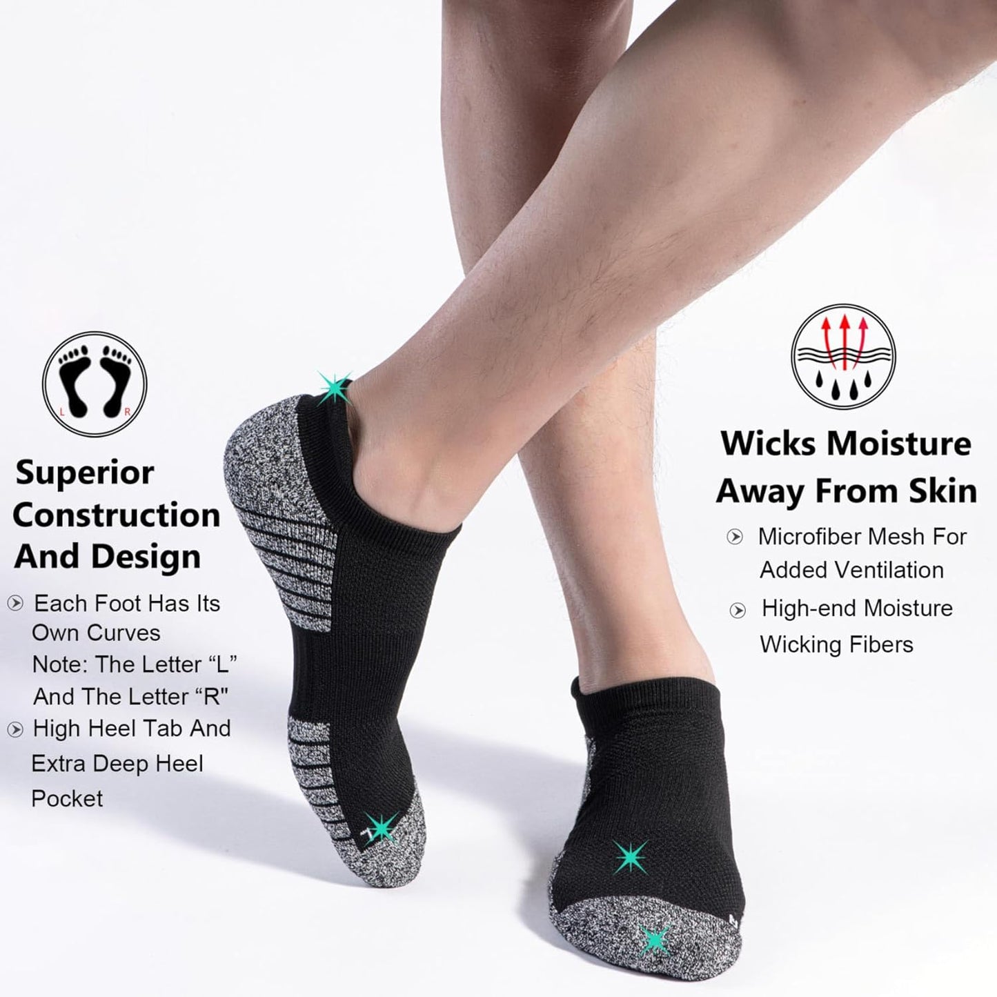 Ultimate No Show Sports Compression Socks for Men & Women - Boost Circulation (4/8 Pack)
