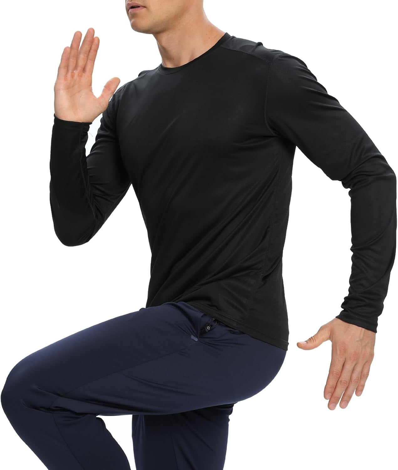 Men's Long Sleeve Running T-Shirts - 1/3/6 Pack, UPF 50+ Sun Protection, Quick-Dry Lightweight Workout Gear