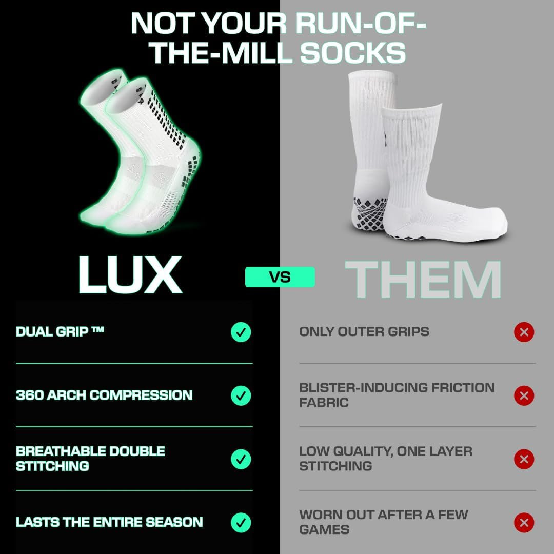 Lux Dual Grip Soccer Socks - Unmatched Comfort and Performance for All Players!