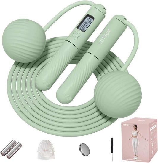 Revolutionary Cordless Jump Rope for Adults - Weighted Design with LCD Display & Large Cordless Ball for Ultimate Performance