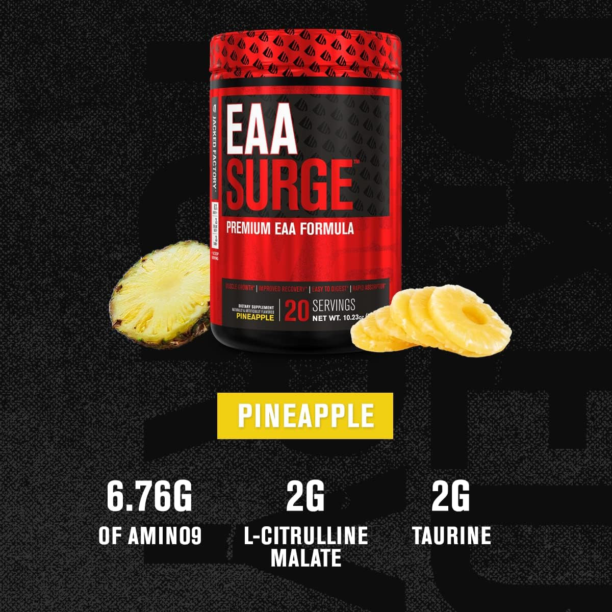 EAA Surge - Pineapple Flavor Essential Amino Acids Powder for Muscle Growth, Strength, and Recovery - 20 Servings of Intra-Workout Power!