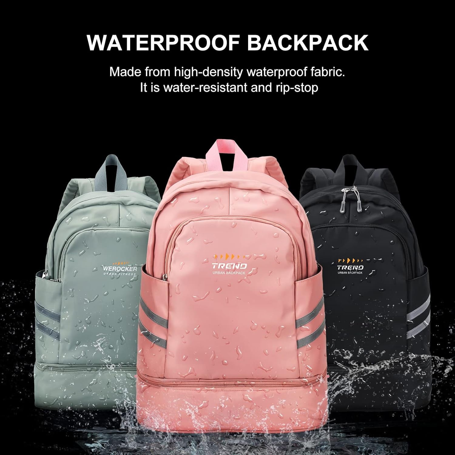 Versatile Women's Waterproof Gym Backpack with Shoe Compartment & Wet Pocket - Perfect for Travel & Sports!