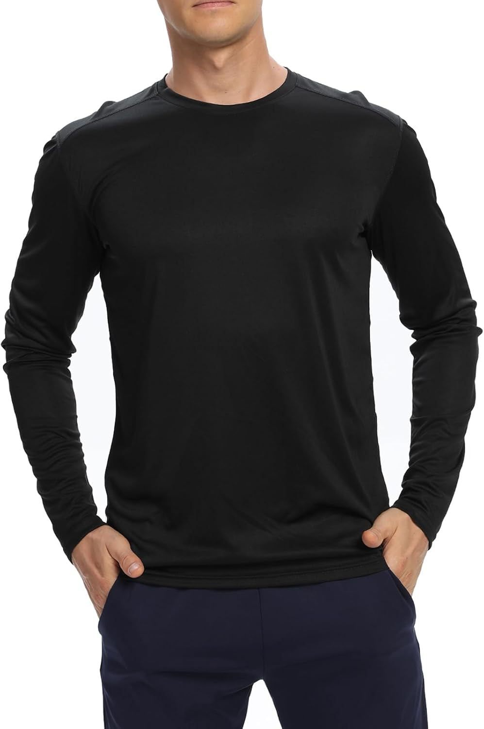 Men's Long Sleeve Running T-Shirts - 1/3/6 Pack, UPF 50+ Sun Protection, Quick-Dry Lightweight Workout Gear