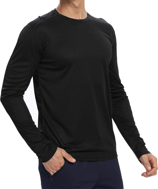 Men's Long Sleeve Running T-Shirts - 1/3/6 Pack, UPF 50+ Sun Protection, Quick-Dry Lightweight Workout Gear