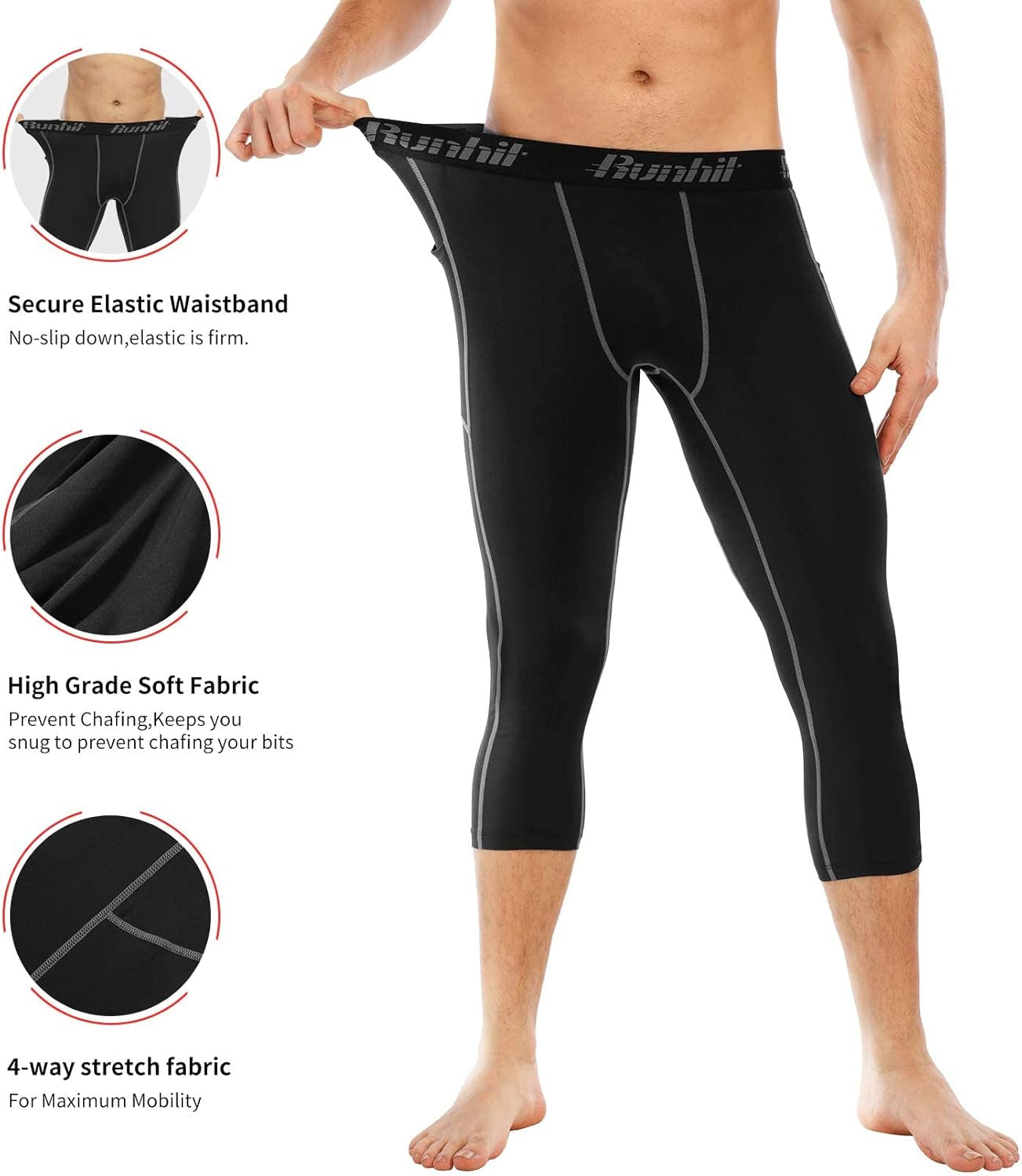 Men's 3/4 Compression Workout Pants with Pockets - Athletic Leggings for Ultimate Performance