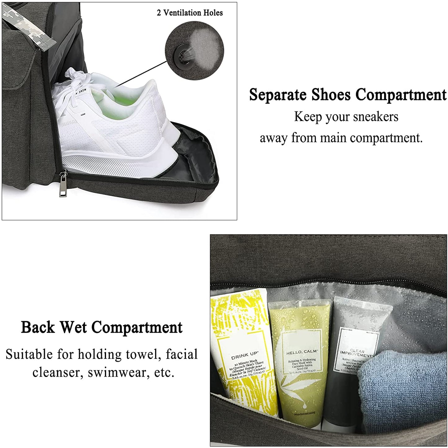 Versatile Men's 3-Way Sports Duffel Bag with Shoe Compartment & Wet Pocket