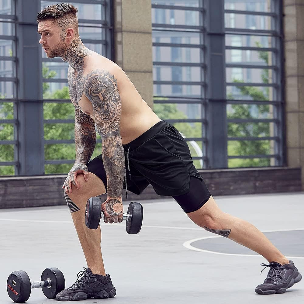 Men's 2-in-1 Athletic Gym and Running Shorts - 7" Length with Convenient Towel Loop