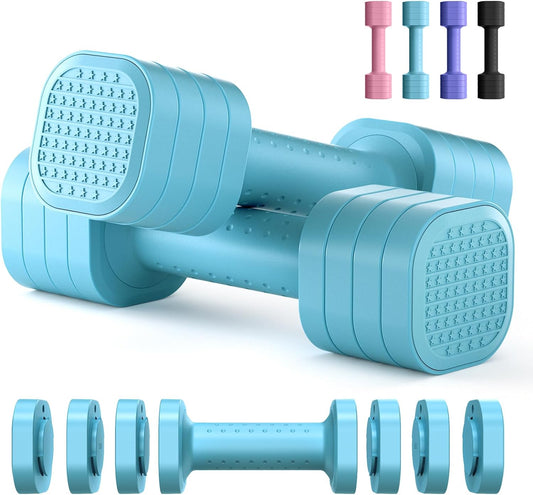 Adjustable Dumbbell Set of 2 - 4-in-1 Versatile Free Weights for Women (2Lb, 3Lb, 4Lb, 5Lb) with TPU Soft Rubber Handle for Home Gym Workouts