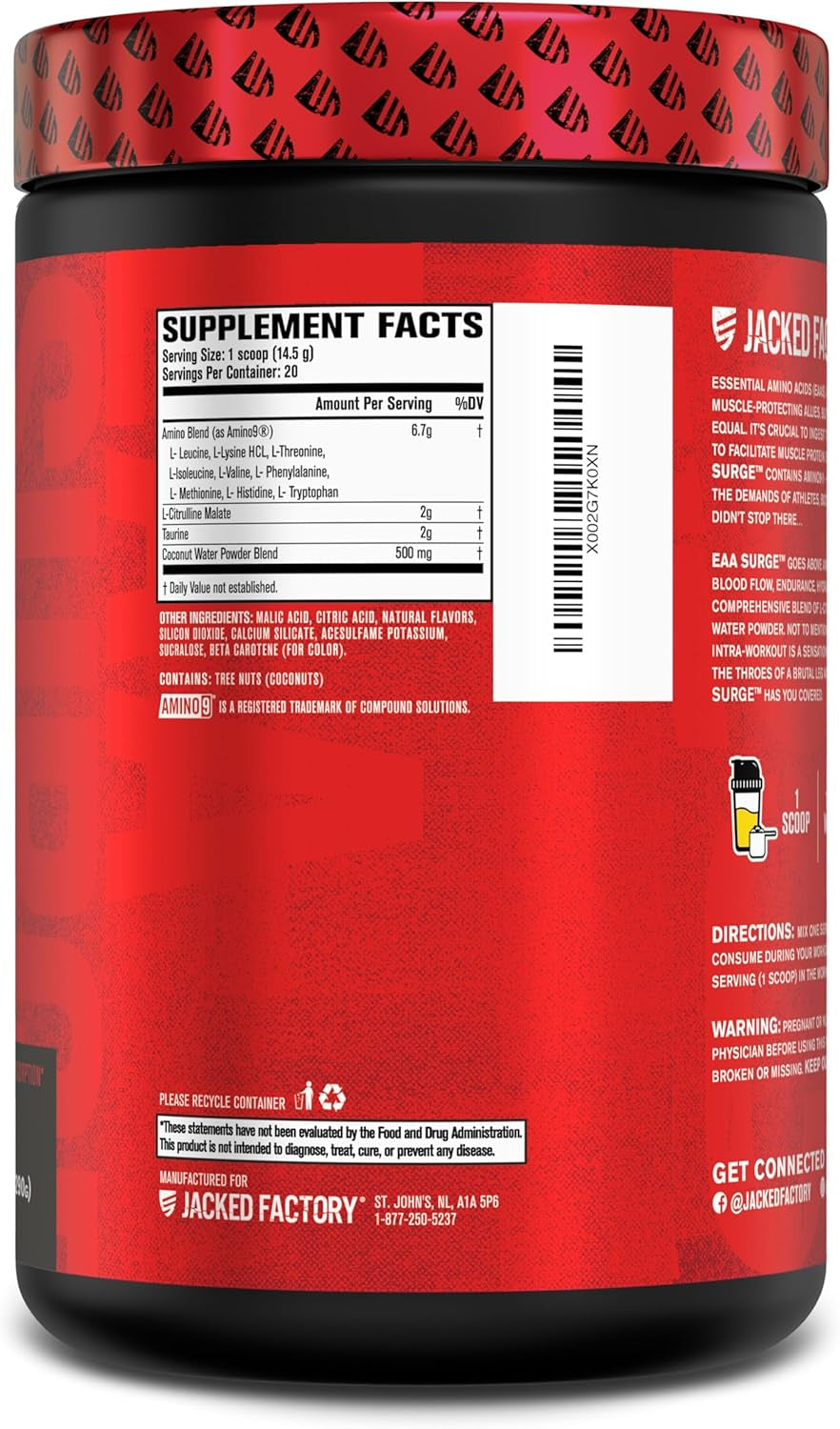 EAA Surge - Pineapple Flavor Essential Amino Acids Powder for Muscle Growth, Strength, and Recovery - 20 Servings of Intra-Workout Power!