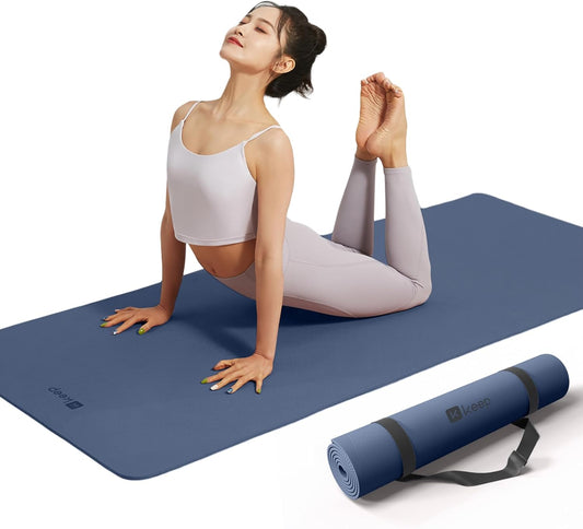 Yoga Mat, 32" Extra Wide Exercise Mat with Strap for Men and Women, 7Mm Thick Double-Sided Non-Slip Eco-Friendly Yoga Mat for Pilates, Workout and Fitness