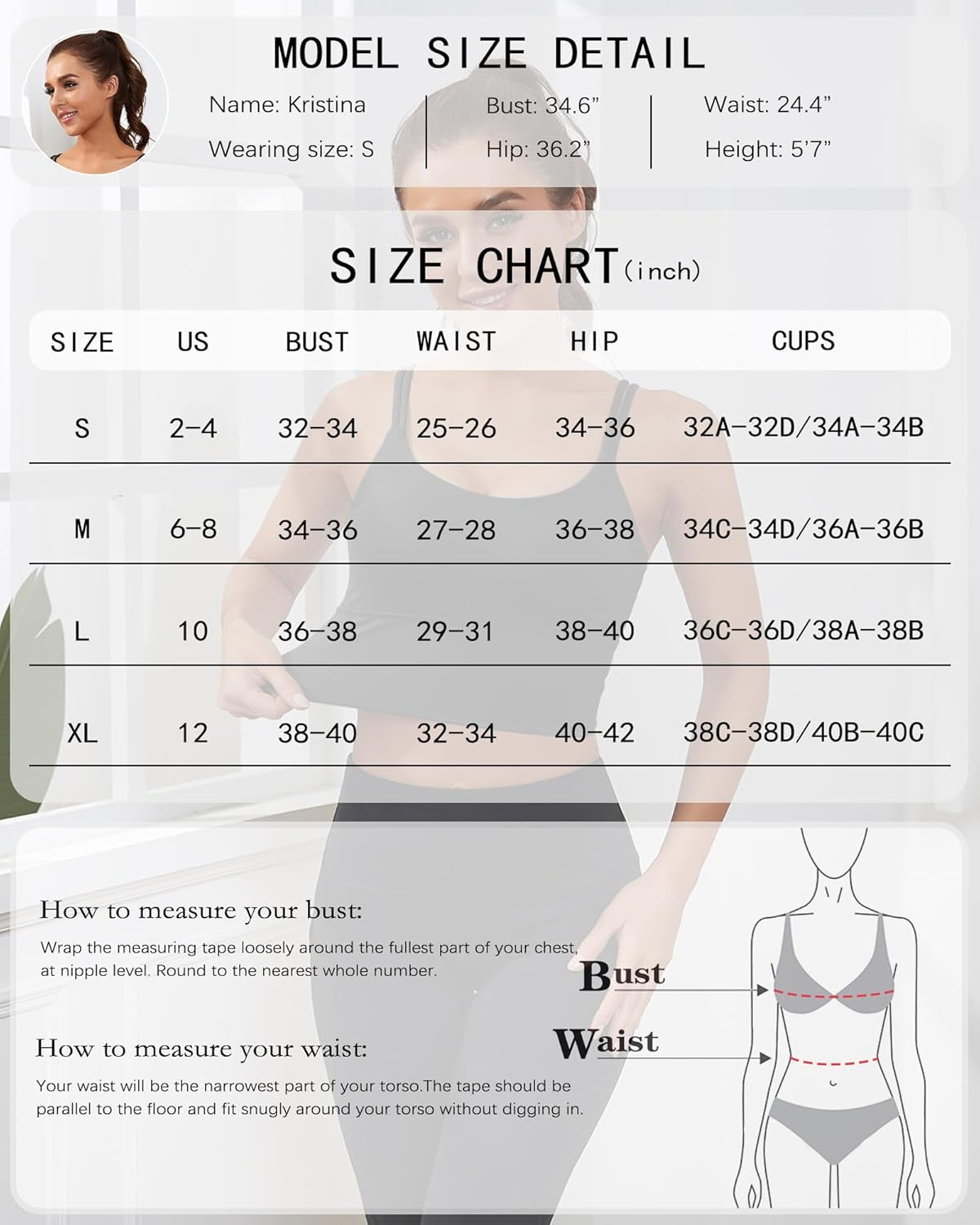 High Support Longline Sports Bra for Women - Padded Strappy Yoga Crop Top Tank