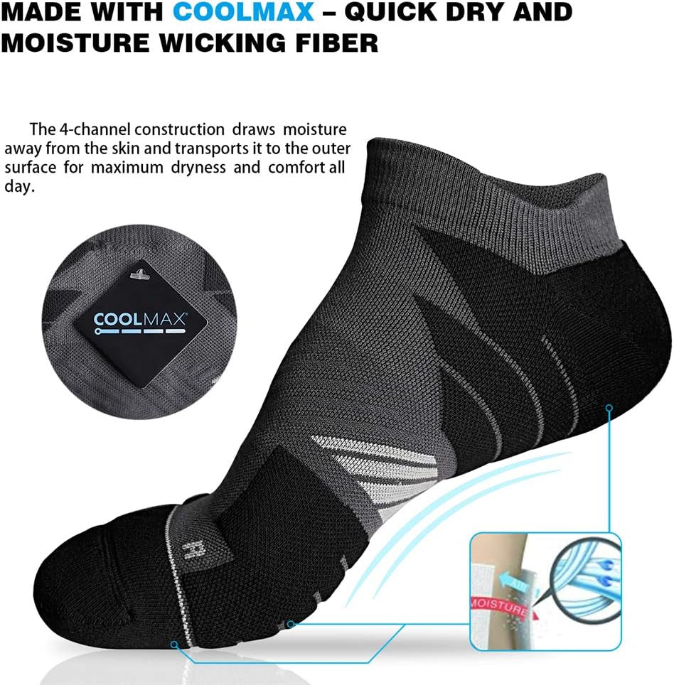 Ultimate No-Show Running Socks - Anti-Blister, Wicking Coolmax, Seamless & Odor-Free!