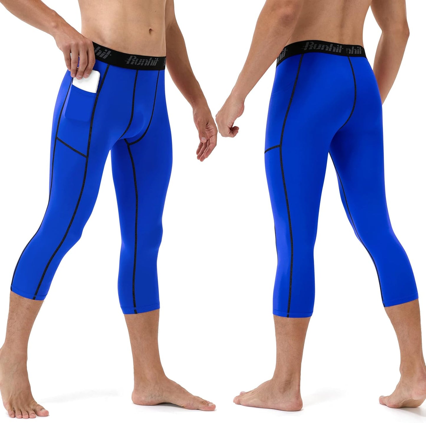 Men's 3/4 Compression Workout Pants with Pockets - Athletic Leggings for Ultimate Performance