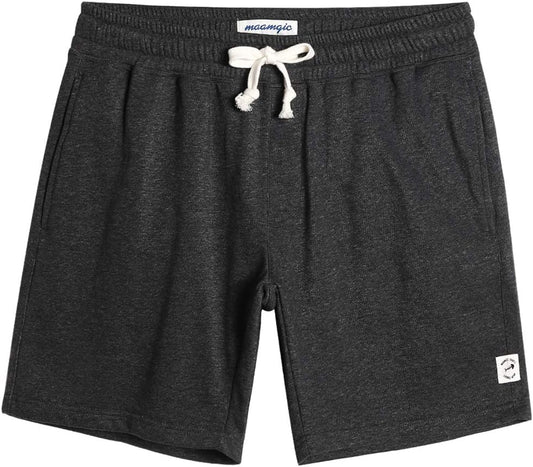 Mens Sweat Shorts 7" above Knee Workout Gym Shorts Lounge Shorts with Zipper Pockets