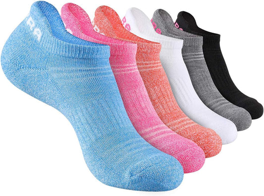 6-Pair Women's Athletic Ankle Socks with Cushioned Sole for Running and Sports