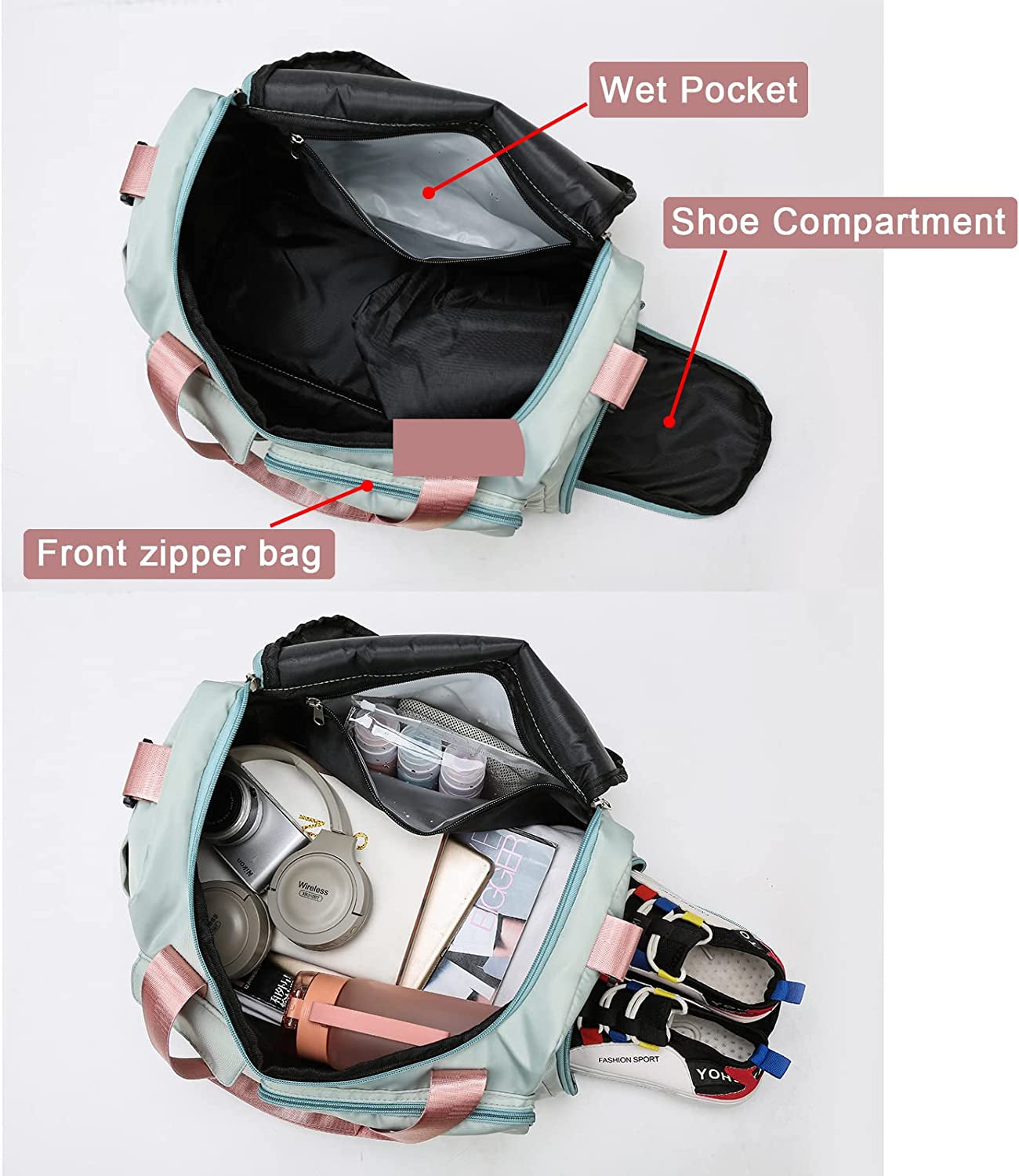Stylish Women's Travel Duffle Bag - Versatile Gym Bag with Shoe Compartment for Weekend Adventures