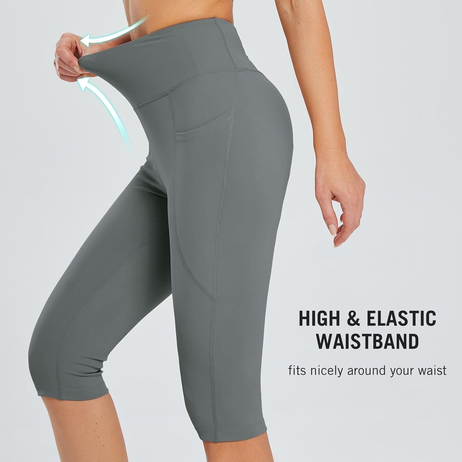 High-Waisted Women's Capri Leggings with Pockets - Perfect Stretchy Yoga & Workout Pants